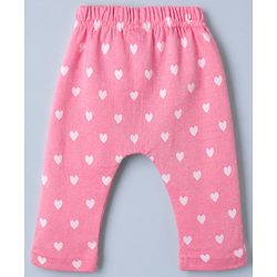 Babyhug Cotton Knit Full Length Diaper Leggings With Butterfly & Heart Print Pack of 3 - Pink