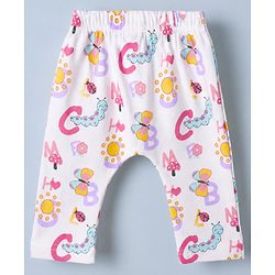 Babyhug Cotton Knit Full Length Diaper Leggings With Butterfly & Heart Print Pack of 3 - Pink
