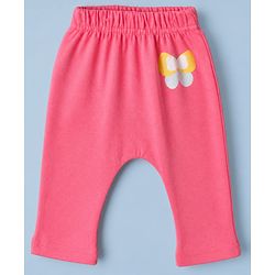 Babyhug Cotton Knit Full Length Diaper Leggings With Butterfly & Heart Print Pack of 3 - Pink