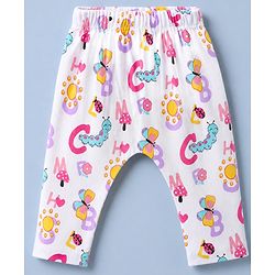 Babyhug Cotton Knit Full Length Diaper Leggings With Butterfly & Heart Print Pack of 3 - Pink