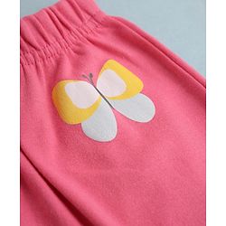 Babyhug Cotton Knit Full Length Diaper Leggings With Butterfly & Heart Print Pack of 3 - Pink