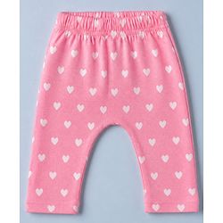 Babyhug Cotton Knit Full Length Diaper Leggings With Butterfly & Heart Print Pack of 3 - Pink