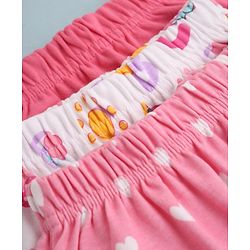 Babyhug Cotton Knit Full Length Diaper Leggings With Butterfly & Heart Print Pack of 3 - Pink