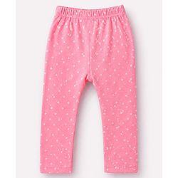 Babyhug Cotton Knit Full Length Diaper Leggings With Floral & Polka Dot Print Pack of 3 in Yellow Pink Green
