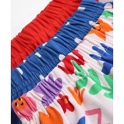 Babyhug Cotton Knit Full Length Diaper Leggings With Polka Dots & Floral Print Pack of 3 - Red & Blue