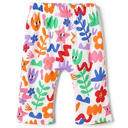 Babyhug Cotton Knit Full Length Diaper Leggings With Polka Dots & Floral Print Pack of 3 - Red & Blue