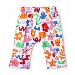 Babyhug Cotton Knit Full Length Diaper Leggings With Polka Dots & Floral Print Pack of 3 - Red & Blue