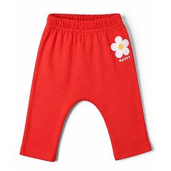 Babyhug Cotton Knit Full Length Diaper Leggings With Polka Dots & Floral Print Pack of 3 - Red & Blue