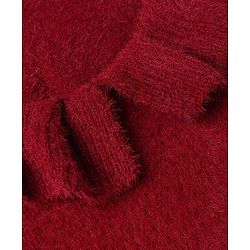 Babyhug Knit Full Sleeves Pullovers with Ruffled Collar - Maroon