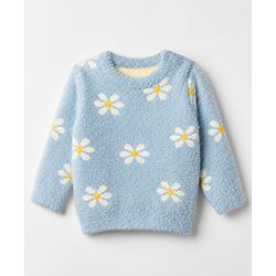 Babyhug Knit Pullover with Full Sleeves and Floral Design in Blue