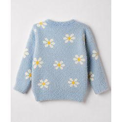 Babyhug Knit Pullover with Full Sleeves and Floral Design in Blue