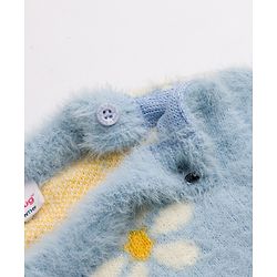 Babyhug Knit Pullover with Full Sleeves and Floral Design in Blue