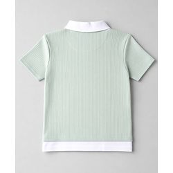 Babyhug 100% Cotton Knit Half Sleeves Solid Textured T-Shirt & Shorts Set With Bow Applique - Light Green