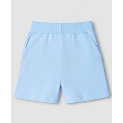 Babyhug Single Jersey Knit Half Sleeves Striped T-Shirt & Shorts Set With Bear & Text Print - Blue