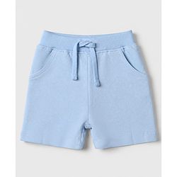 Babyhug Single Jersey Knit Half Sleeves Striped T-Shirt & Shorts Set With Bear & Text Print - Blue