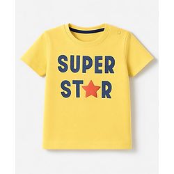 Babyhug 100% Cotton Interlock Knit Half Sleeves T-Shirt & Shorts Set With Text Print - Yellow