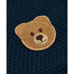 Babyhug Knit Front Open Sweater with Full Sleeves and Bear Applique in Navy Blue for 3-6 Months