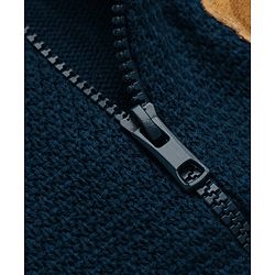 Babyhug Knit Front Open Sweater with Full Sleeves and Bear Applique in Navy Blue for 3-6 Months