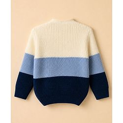 Babyhug Knit Sweater Sets Full Sleeves with Tiger Patch in Blue for 3-6 Months