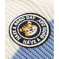 Babyhug Knit Sweater Sets Full Sleeves with Tiger Patch in Blue for 3-6 Months