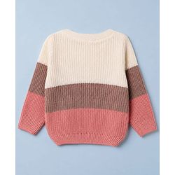Babyhug Knit Full Length Sweater Sets with Full Sleeves and Tiger Patch in Pink for 3-6 Months