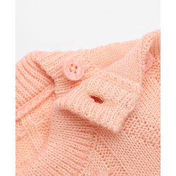 Babyhug Knit Full Sleeves Sweater Set with Heart Reindeer & Cable Knit Design - Peach