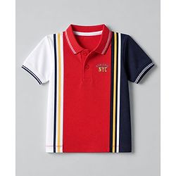 Babyhug 100% Cotton Single Jersey Knit Half sleeves T-shirt & Joggers Set With Text Embroidery - Red