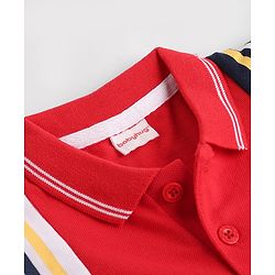 Babyhug 100% Cotton Single Jersey Knit Half sleeves T-shirt & Joggers Set With Text Embroidery - Red
