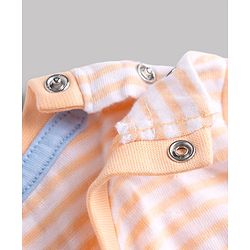Babyhug 100% Cotton Single Jersey Knit Half Sleeves T-Shirt & Shorts With Construction Vehicle Print - Peach & Light Blue