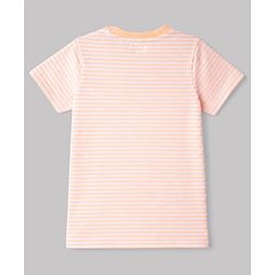 Babyhug 100% Cotton Single Jersey Knit Half Sleeves T-Shirt & Shorts With Construction Vehicle Print - Peach & Light Blue
