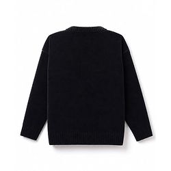Babyhug Knit Full Sleeves Solid Front Open Sweaters With Bow Applique - Black