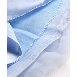 Babyhug Mesh Woven Sleeveless Party Dress with Floral Corsage Bow Applique & Ruffles - Light Blue