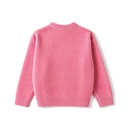 Babyhug Knit Full Sleeves Solid Front Open Sweaters With Bow Applique - Pink