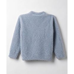 Babyhug Knit Full Sleeves Front Open Sweaters With Heart Patch - Light Blue