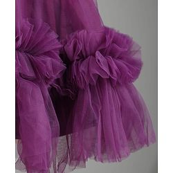 Babyhug Mesh Woven Sleeveless Party Dress With Floral Applique & Ruffles - Purple