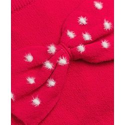 Babyhug Knit Full Sleeves Solid Pullovers With Bow Applique - Red