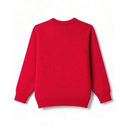 Babyhug Knit Full Sleeves Solid Pullovers With Bow Applique - Red