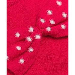 Babyhug Knit Full Sleeves Solid Pullovers With Bow Applique - Red
