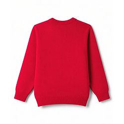 Babyhug Knit Full Sleeves Solid Pullovers With Bow Applique - Red