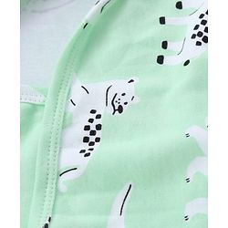 Babyhug Knit 100% Cotton Interlock Towel & Wrapper With Hood & Animal Print L 75.5 x B 69 cm - Green