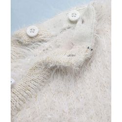 Babyhug Knit Pullover with Full Sleeves and Flower Applique - White