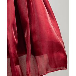 Babyhug  Mesh Woven Sleeveless Party Dress With Sequin Detailing & Floral Applique - Maroon