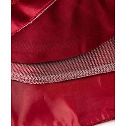 Babyhug  Mesh Woven Sleeveless Party Dress With Sequin Detailing & Floral Applique - Maroon