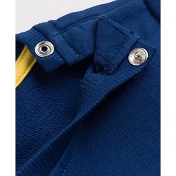 Babyhug Terry Knit Full Sleeves Text Printed T-Shirt & Jogger Set - Navy Blue & Yellow