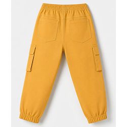 Babyhug Terry Knit Full Sleeves Text Printed T-Shirt & Jogger Set - Navy Blue & Yellow