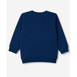Babyhug Terry Knit Full Sleeves Text Printed T-Shirt & Jogger Set - Navy Blue & Yellow