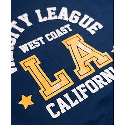 Babyhug Terry Knit Full Sleeves Text Printed T-Shirt & Jogger Set - Navy Blue & Yellow