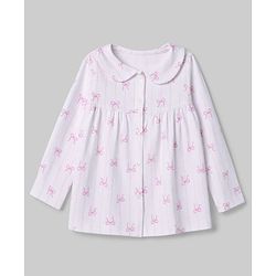 Babyhug 100% Cotton Knit Full Sleeves Striped Co-Ords Top & Pyjama Night Suit with Bow Print - White
