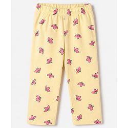 Babyhug Cotton Knit Front Open Full Sleeves Shirt & Pyjama Co-Ords Night Suit With Floral Print - Yellow