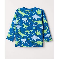 Babyhug Cotton Knit Full Sleeves Co-ord T-Shirt & Pajama Night Suit with Dinosaurs Print - Blue